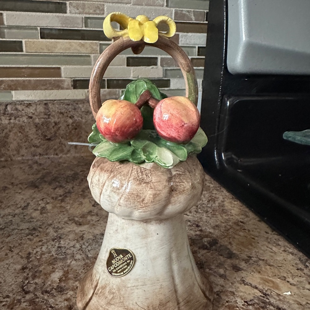 Capodimonte Ceramic Bell with Fruit Design